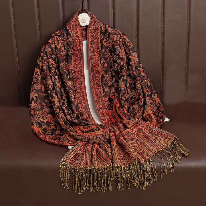 Buddha Stonesエスニック デイリー チベット ペイズリー柄 タッセル コージー スカーフ ショール - image 9