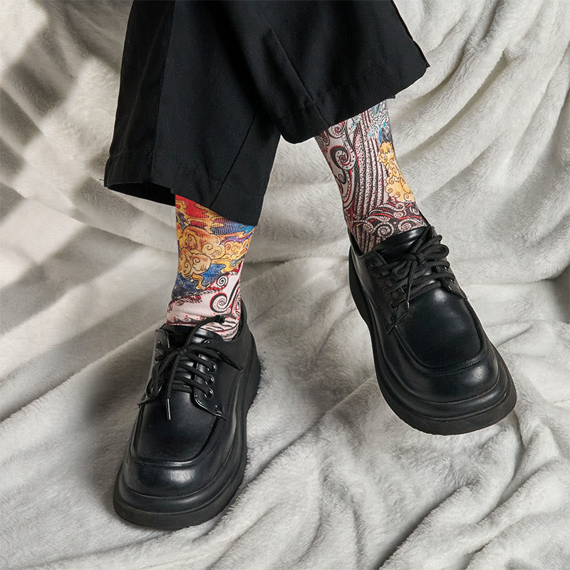 Buddha Stonesカジュアル ホエールウェーブ サンセット マイクロクルー メンズ レディース ユニセックス ソックス - image 7