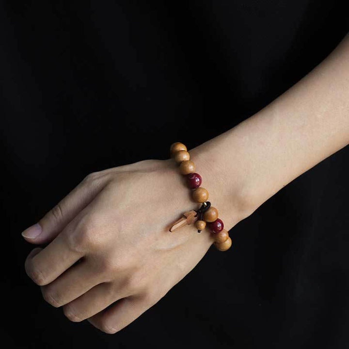 Buddha Stones桃の木 辰砂 剣チャーム開運財運ブレスレット - image 9