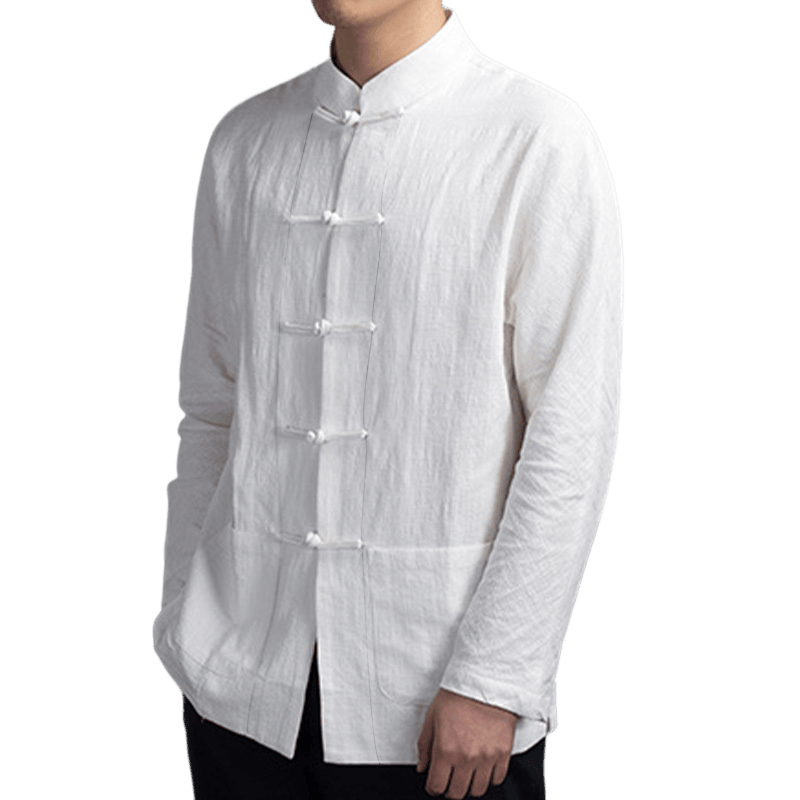 Buddha Stones無地 カジュアル フロッグボタン メンズ シャツ 衣類 - image 8