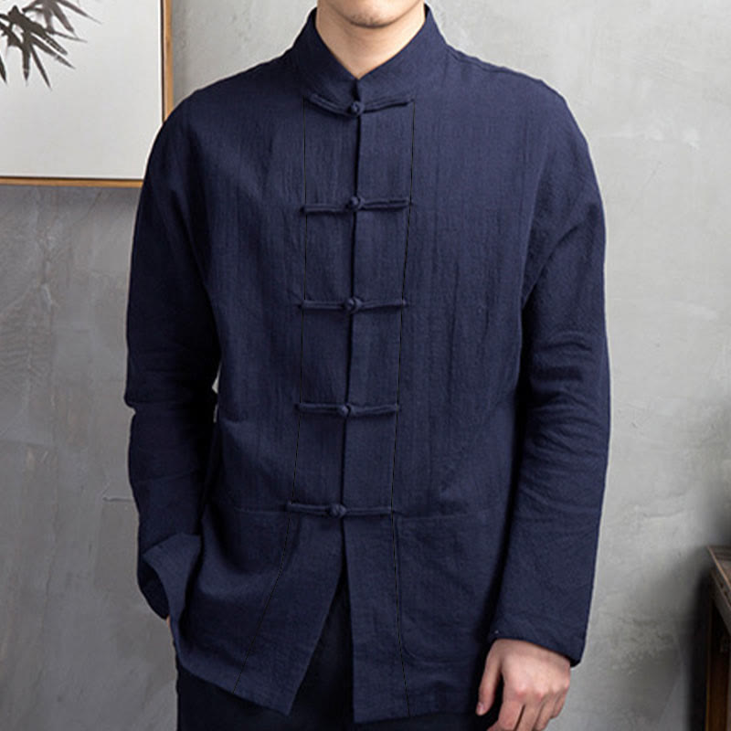 Buddha Stones無地 カジュアル フロッグボタン メンズ シャツ 衣類 - image 15