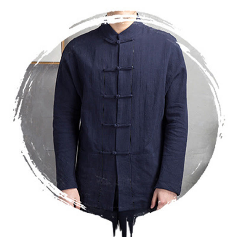 Buddha Stones無地 カジュアル フロッグボタン メンズ シャツ 衣類 - image 12