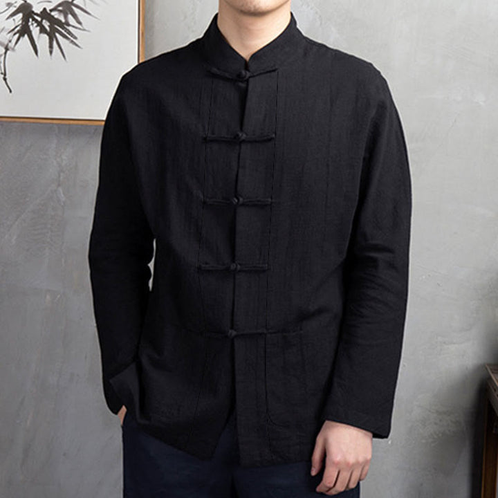 Buddha Stones無地 カジュアル フロッグボタン メンズ シャツ 衣類 - image 23