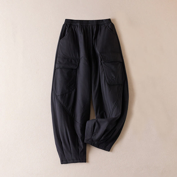 Buddha Stones無地コットンパッド入りレディースハーレムコットン厚手パンツ(ポケット付き) - 黒 - US8-10,UK/AU12-14,EU40-42 (2XL) - image 22