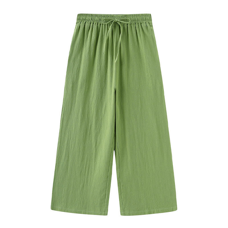 Buddha Stones 2点セット 長袖シャツ ポケット付きトップス ドローストリングパンツ 瞑想用コットンリネン服 レディース セット - image 3