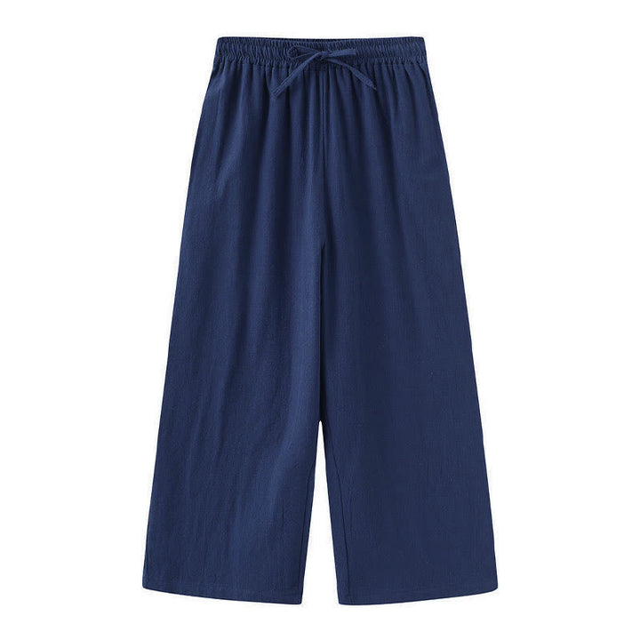 Buddha Stones 2点セット 長袖シャツ ポケット付きトップス ドローストリングパンツ 瞑想用コットンリネン服 レディース セット - image 33