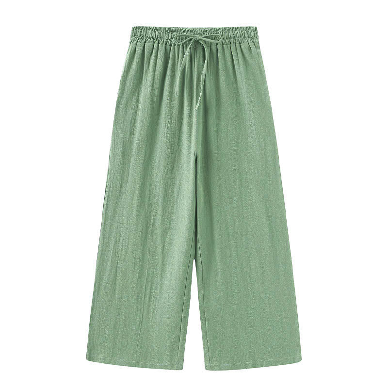 Buddha Stones 2点セット 長袖シャツ ポケット付きトップス ドローストリングパンツ 瞑想用コットンリネン服 レディース セット - image 45