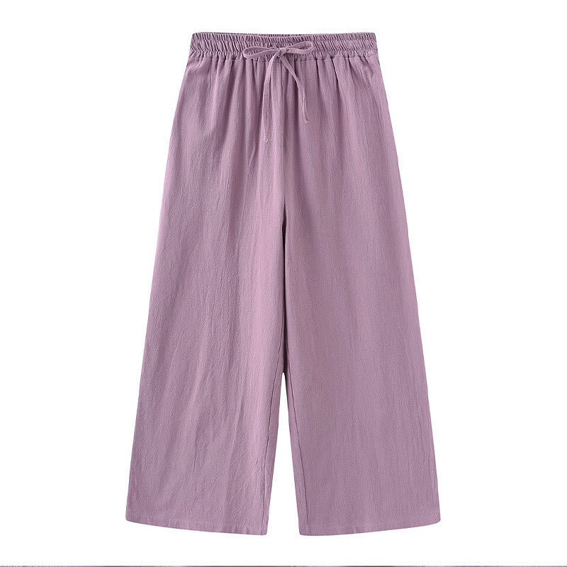 Buddha Stones 2点セット 長袖シャツ ポケット付きトップス ドローストリングパンツ 瞑想用コットンリネン服 レディース セット - image 57