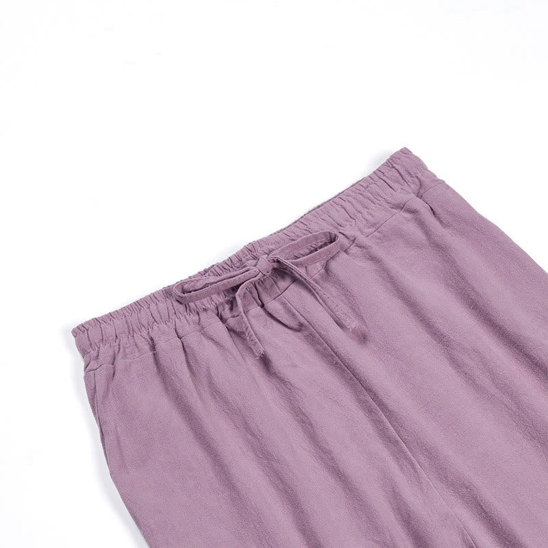 Buddha Stones 2点セット 長袖シャツ ポケット付きトップス ドローストリングパンツ 瞑想用コットンリネン服 レディース セット - image 63