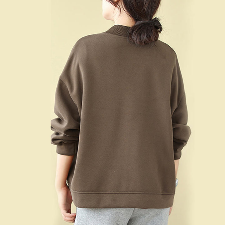 Buddha Stones無地 レディース ボタン クルーネック 長袖 コットンジャケット ポケット付き - image 21