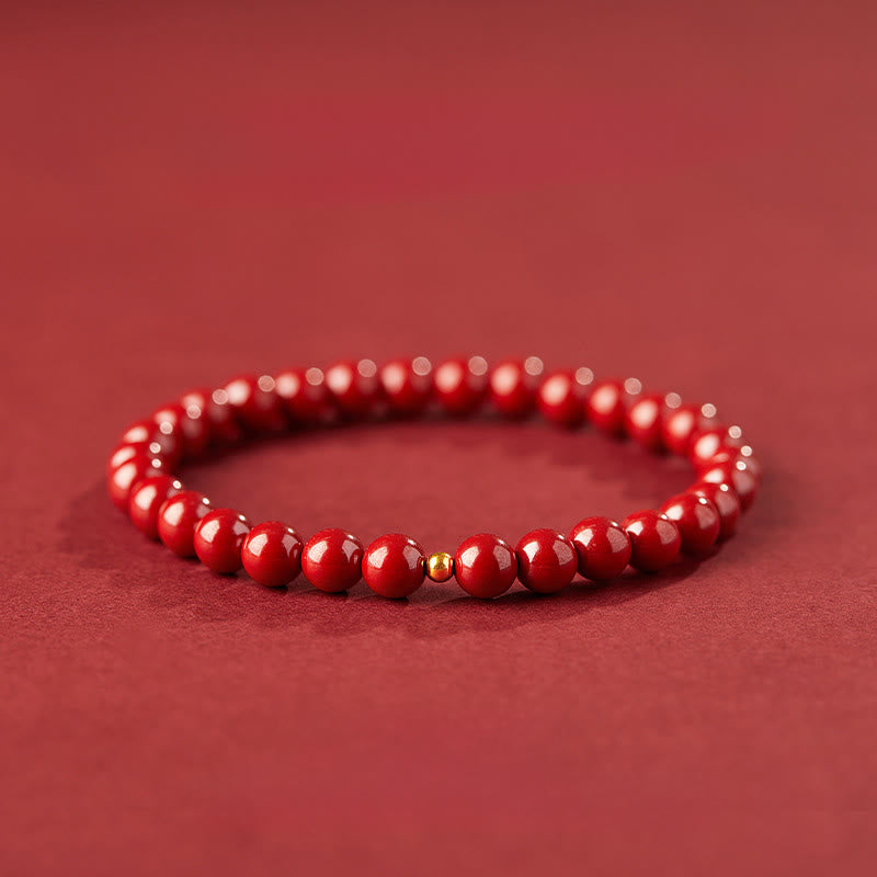 Buddha Stones925スターリングシルバー 辰砂ビーズ良縁祈願ブレスレット - 6mmインペリアルシナバー&4mm 925スターリングシルバー - image 7