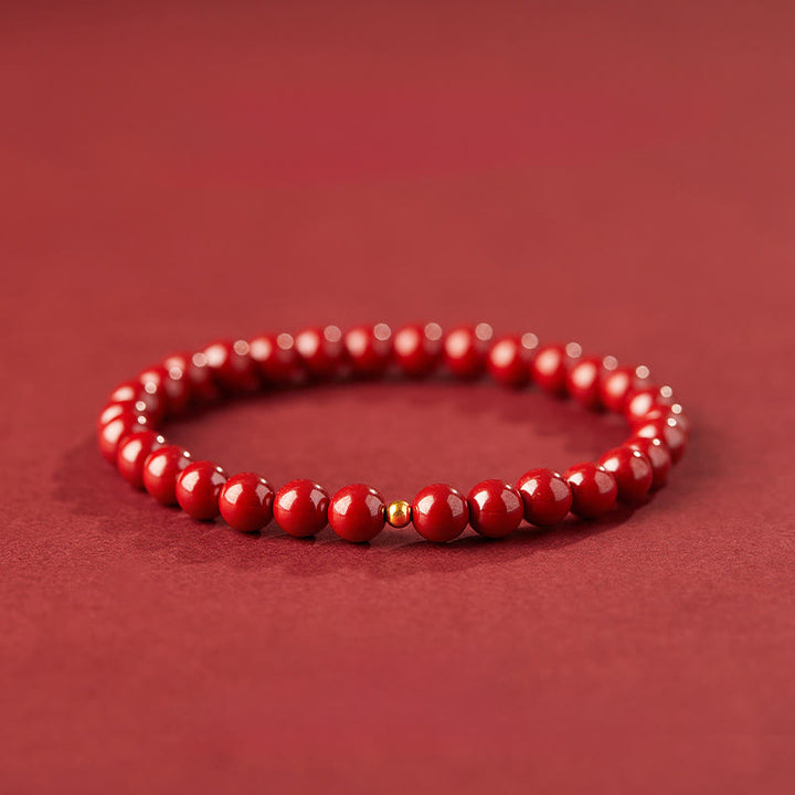 Buddha Stones925スターリングシルバー 辰砂ビーズ良縁祈願ブレスレット - 6mmインペリアルシナバー&4mm 925スターリングシルバー - image 7