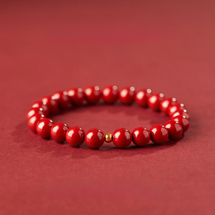 Buddha Stones925スターリングシルバー 辰砂ビーズ良縁祈願ブレスレット - 8mmインペリアルシナバー&5mm 925スターリングシルバー - image 9