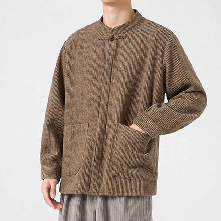 Buddha Stones無地 フロッグボタン 長袖 メンズ コットン コーデュロイ ジャケット ポケット付き - image 6