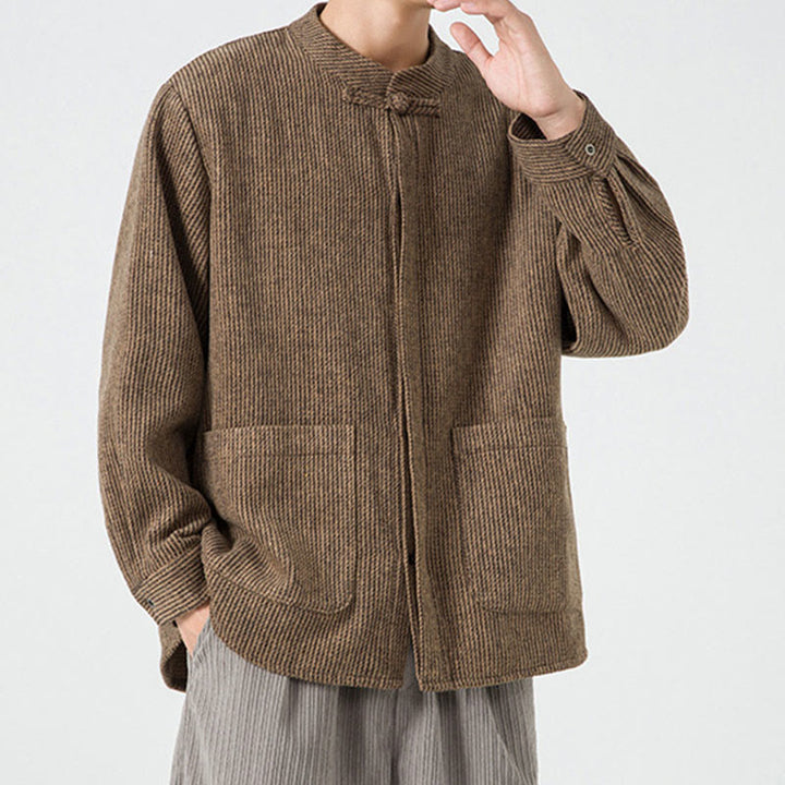 Buddha Stones無地 フロッグボタン 長袖 メンズ コットン コーデュロイ ジャケット ポケット付き - image 7