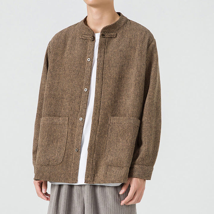 Buddha Stones無地 フロッグボタン 長袖 メンズ コットン コーデュロイ ジャケット ポケット付き - image 5