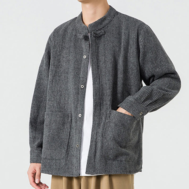 Buddha Stones無地 フロッグボタン 長袖 メンズ コットン コーデュロイ ジャケット ポケット付き - image 11