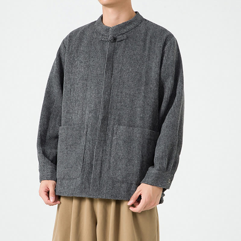 Buddha Stones無地 フロッグボタン 長袖 メンズ コットン コーデュロイ ジャケット ポケット付き - image 16