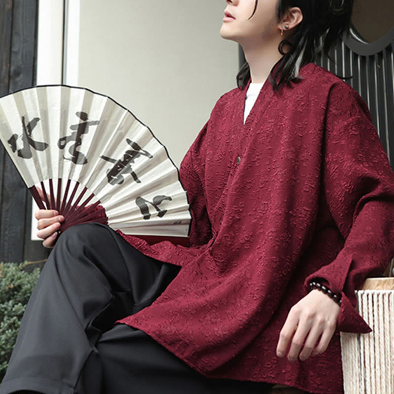 Buddha Stones春 Vネック 花柄 メンズ レースアップデザイン 長袖シャツ - image 15