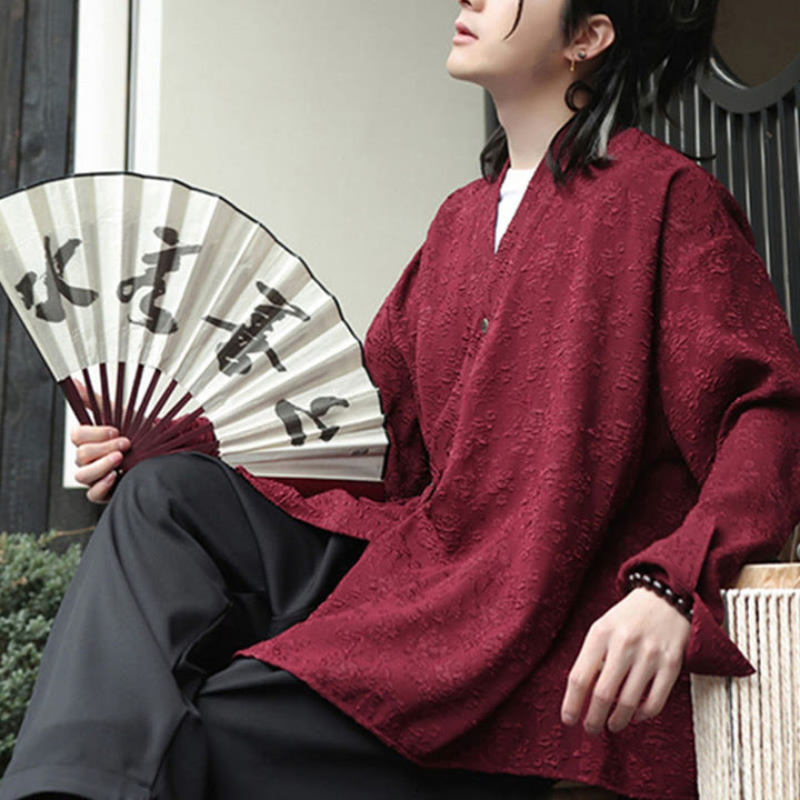 Buddha Stones春 Vネック 花柄 メンズ レースアップデザイン 長袖シャツ - image 15