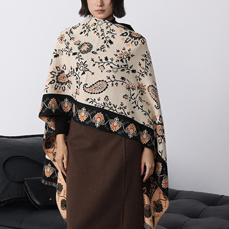 Buddha Stonesの厚みのある冬用ペイズリー花つる柄ソフトスカーフショール - image 22