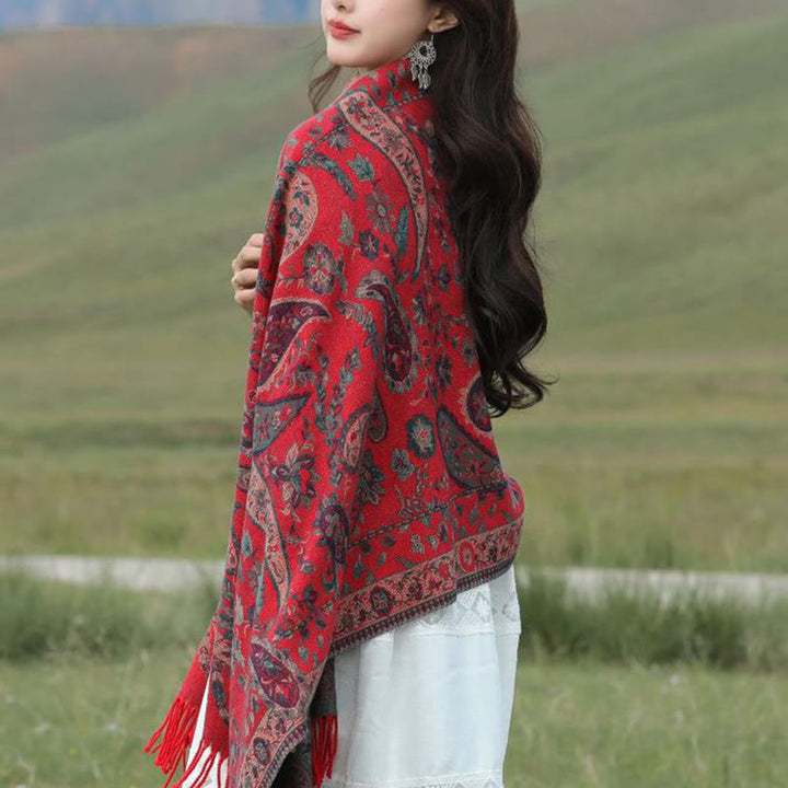 Buddha Stonesエスニック刺繍ペイズリー花柄タッセルソフトスカーフショール - image 23