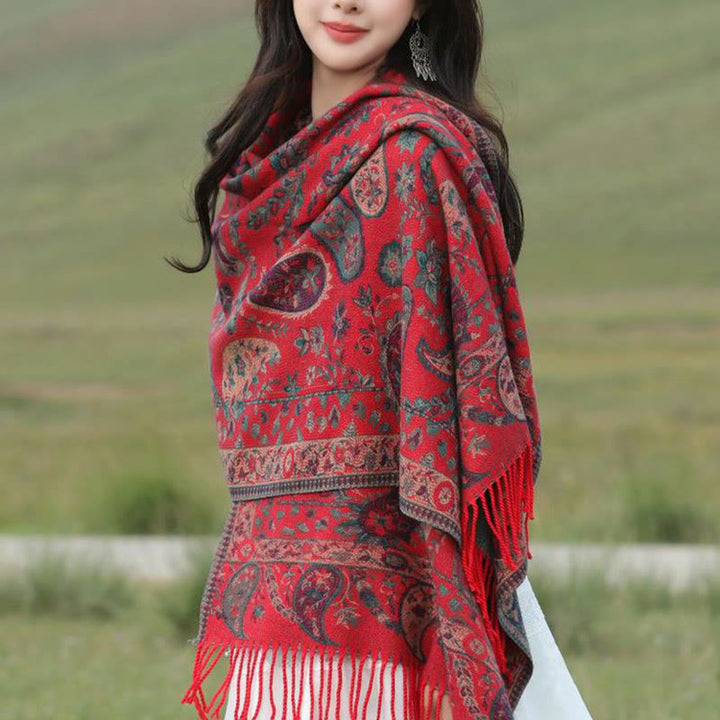 Buddha Stonesエスニック刺繍ペイズリー花柄タッセルソフトスカーフショール - image 19