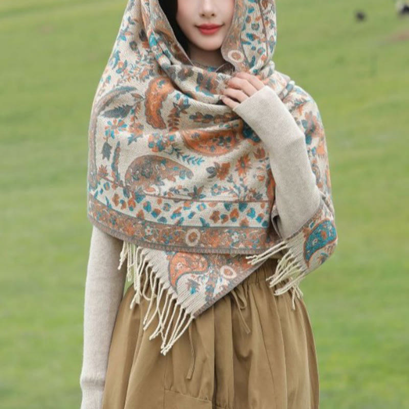 Buddha Stonesエスニック刺繍ペイズリー花柄タッセルソフトスカーフショール - image 12