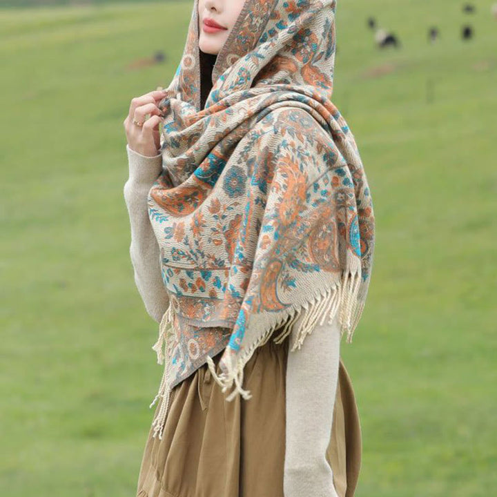 Buddha Stonesエスニック刺繍ペイズリー花柄タッセルソフトスカーフショール - image 13