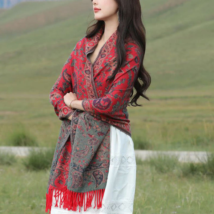 Buddha Stonesエスニック刺繍ペイズリー花柄タッセルソフトスカーフショール - image 22