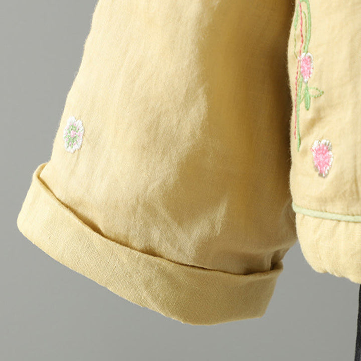 Buddha Stonesの花刺繍レディース長袖コットンパッド入りジャケット(ポケット付き) - image 15