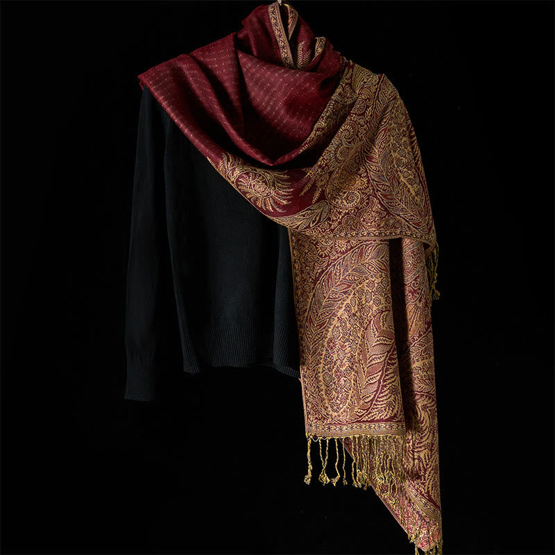 Buddha Stones春 長い葉 花柄 タッセル ソフト スカーフ ショール - image 13