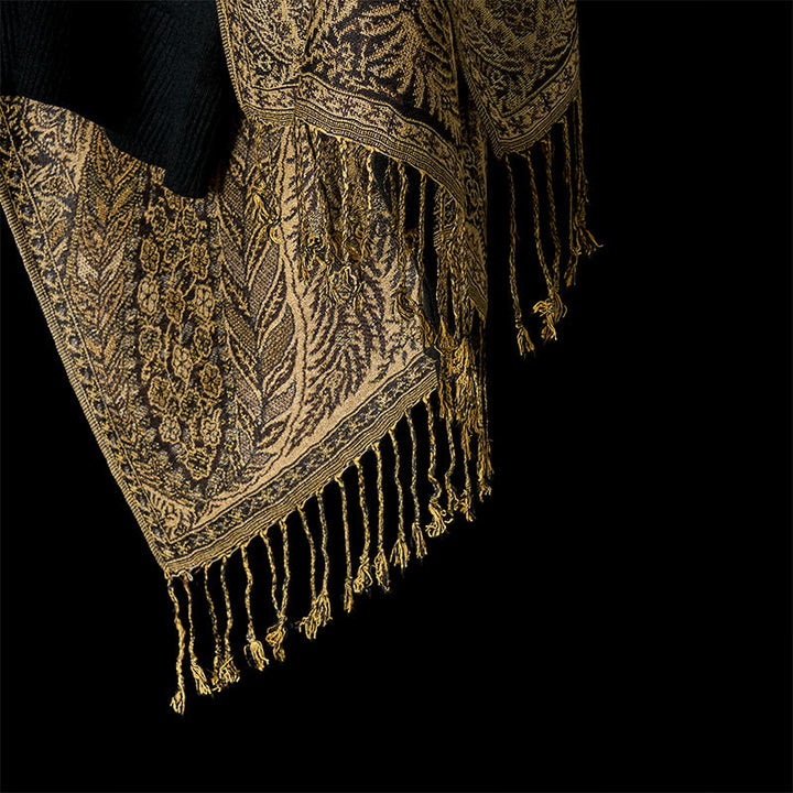 Buddha Stones春 長い葉 花柄 タッセル ソフト スカーフ ショール - image 10