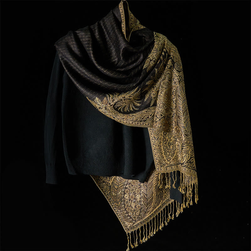 Buddha Stones春 長い葉 花柄 タッセル ソフト スカーフ ショール - image 6