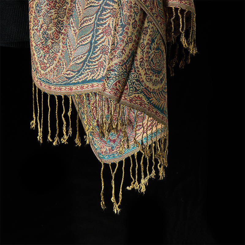 Buddha Stones春 長い葉 花柄 タッセル ソフト スカーフ ショール - image 11