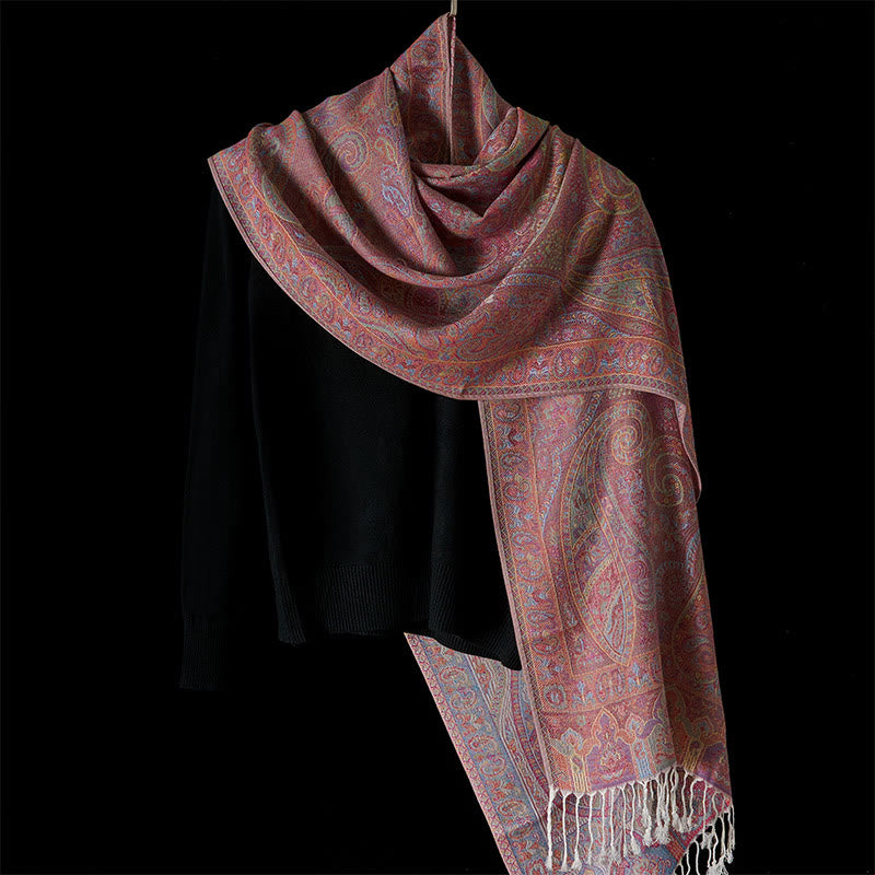 Buddha Stones春 カシューナッツ フラワー ストライプ柄 タッセル 心地よいスカーフ ショール - image 7