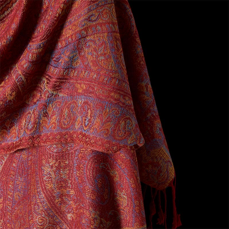 Buddha Stones春 カシューナッツ フラワー ストライプ柄 タッセル 心地よいスカーフ ショール - image 4