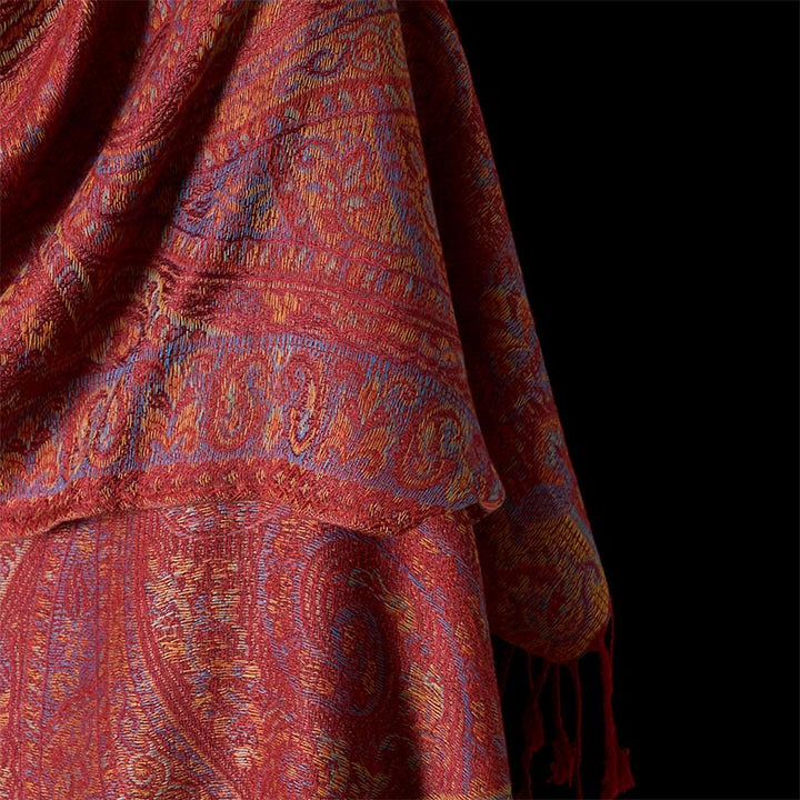 Buddha Stones春 カシューナッツ フラワー ストライプ柄 タッセル 心地よいスカーフ ショール - image 4