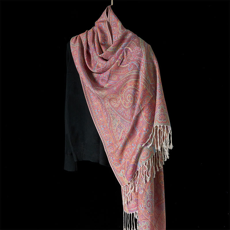 Buddha Stones春 カシューナッツ フラワー ストライプ柄 タッセル 心地よいスカーフ ショール - image 8