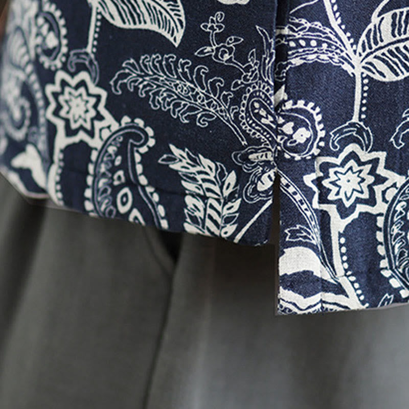 Buddha Stonesのカエルボタンレディースノースリーブコットンベストウエストコートポケット付き - image 7