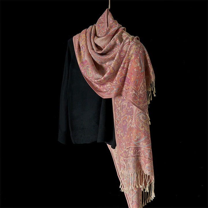 Buddha Stones春 カシューナッツの花 つる模様 タッセル ソフト スカーフ ショール - image 2