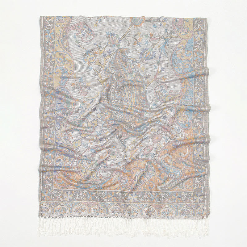 Buddha Stones春 カシューナッツの花 つる模様 タッセル ソフト スカーフ ショール - image 9