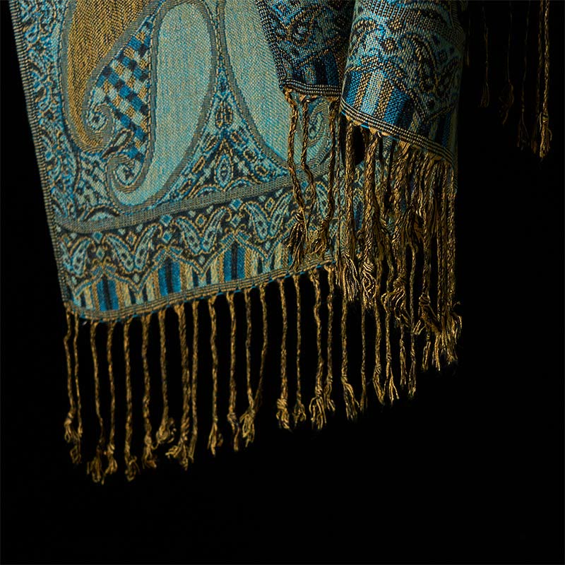 Buddha Stones秋 カシューナッツフラワー 幾何学模様 タッセル 心地よいスカーフ ショール - image 6