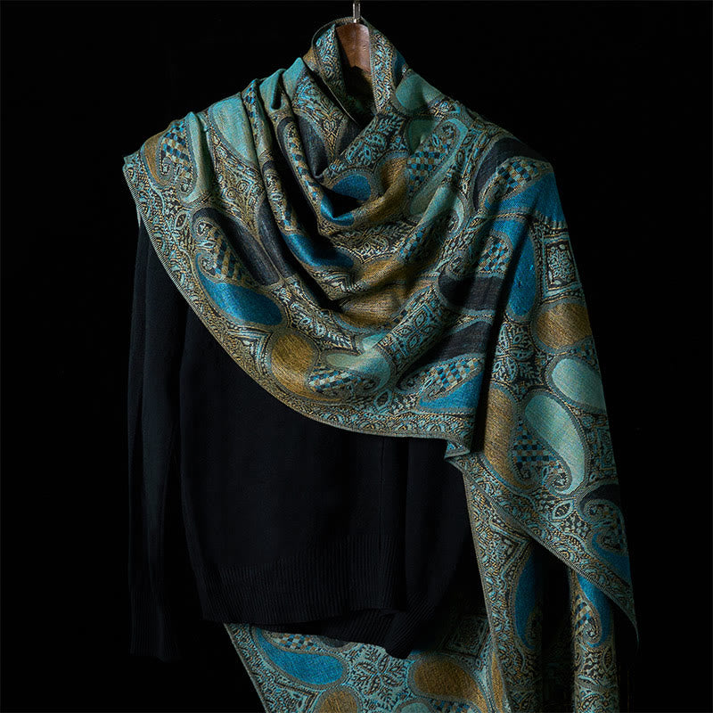 Buddha Stones秋 カシューナッツフラワー 幾何学模様 タッセル 心地よいスカーフ ショール - image 1