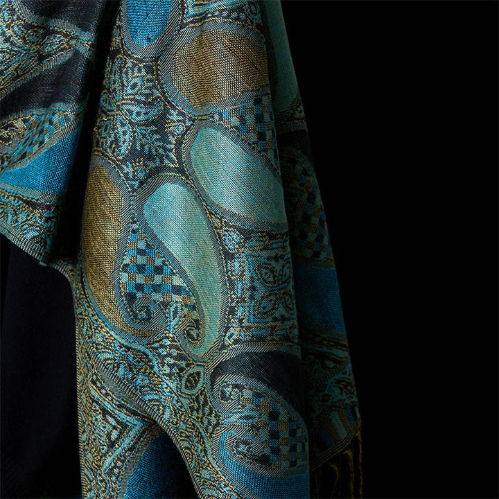 Buddha Stones秋 カシューナッツフラワー 幾何学模様 タッセル 心地よいスカーフ ショール - image 5