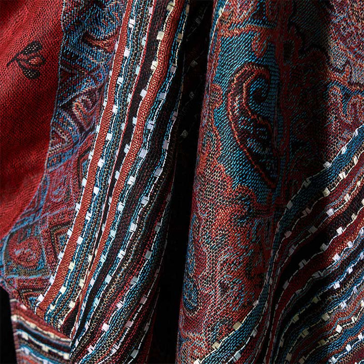 Buddha Stones春 カシューフラワー ストライプ 幾何学模様 タッセル ソフトスカーフ ショール - image 5