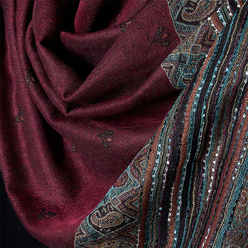 Buddha Stones春 カシューフラワー ストライプ 幾何学模様 タッセル ソフトスカーフ ショール - image 9