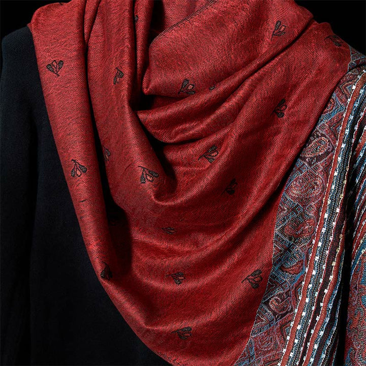 Buddha Stones春 カシューフラワー ストライプ 幾何学模様 タッセル ソフトスカーフ ショール - image 3