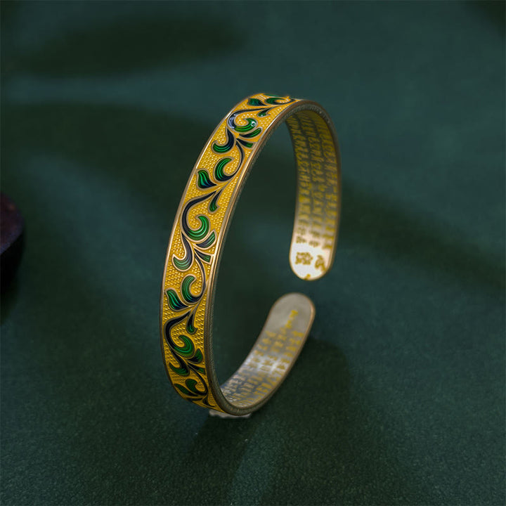 Buddha Stonesの花びらの蔓が枝を絡ませる銅のバランスオープン調節可能なブレスレットバングル - image 4