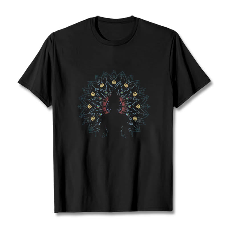 Buddha Stones曼荼羅花座仏陀柄Tシャツ - 黒 - 2XL - image 6